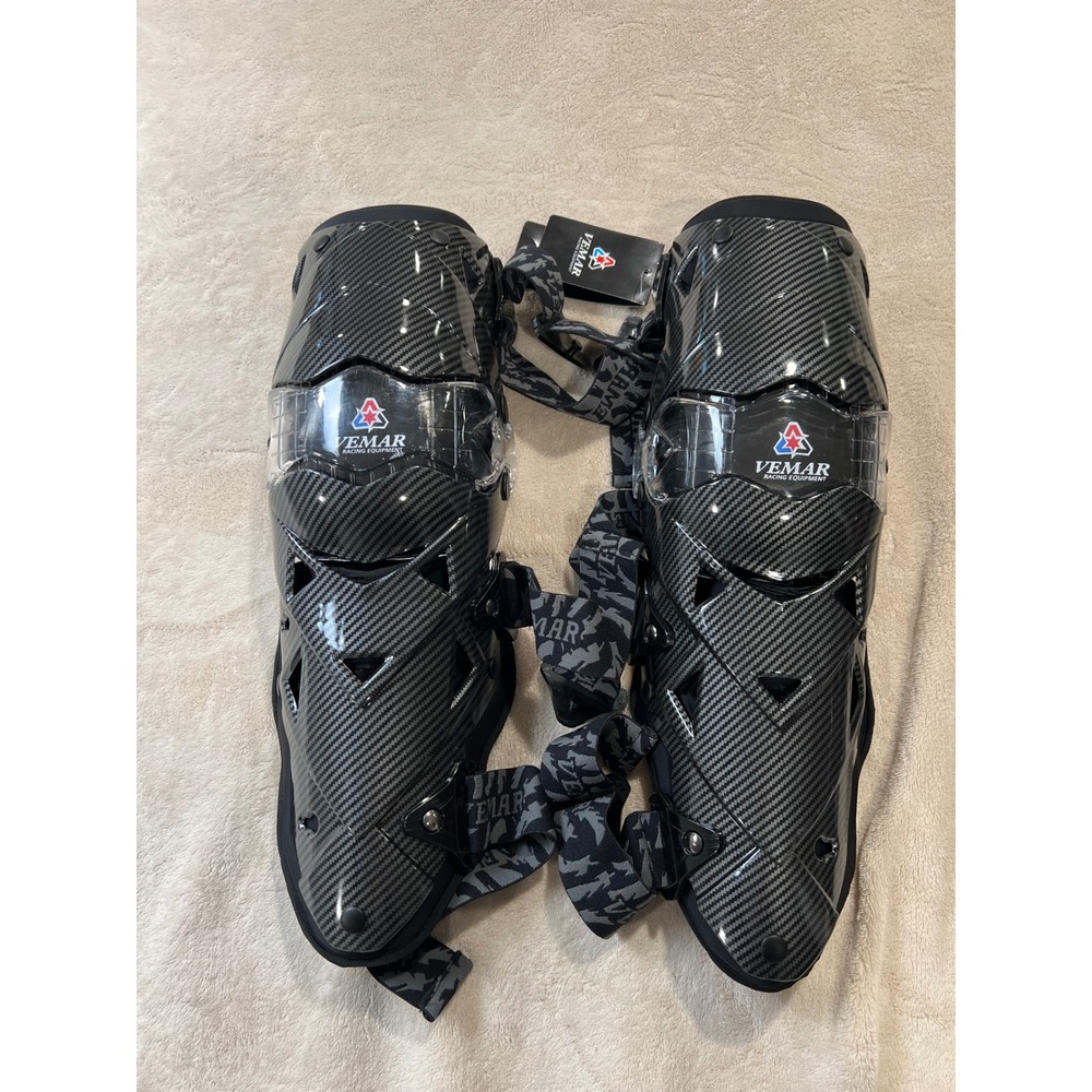 Vemar Knee Shin Guards Pads NEW Carbon Fiber Look E-18 Motorcross Motocycle